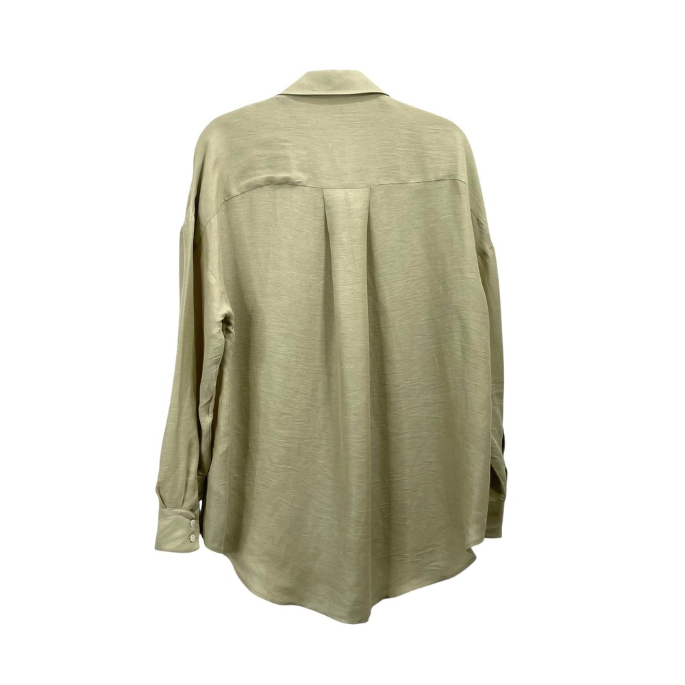 Reiss ELLIS linen blend oversized long sleeve shirt top Size 2 khaki‎ green - Picture 8 of 10